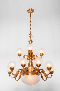 PECS - Brass chandelier by Patinas Lighting - view 3